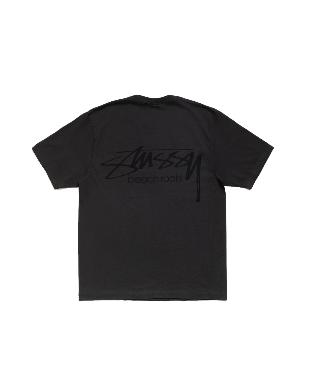 STÜSSY BEACH ROOTS TEE PIGMENT DYED FADED BLACK