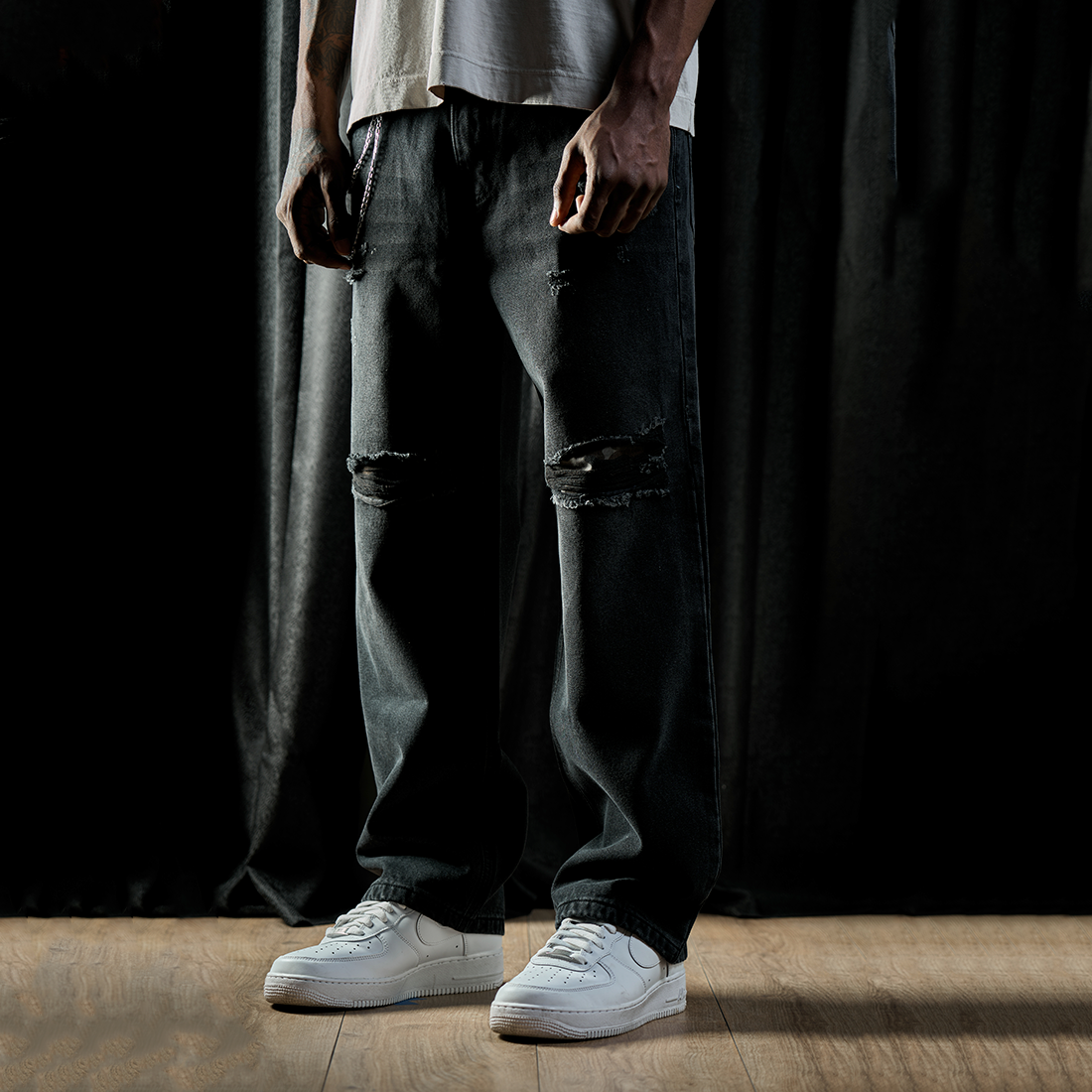 BRECH STUDIOS DOUBLE DESTROYER BLACK DENIM