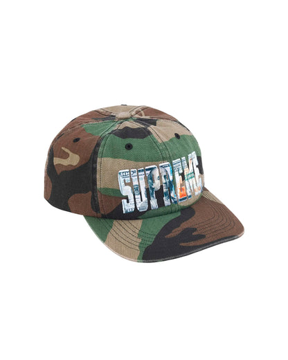 SUPREME EMBROIDERED MONEY LOGO 6 PANEL HAT WOODLAND