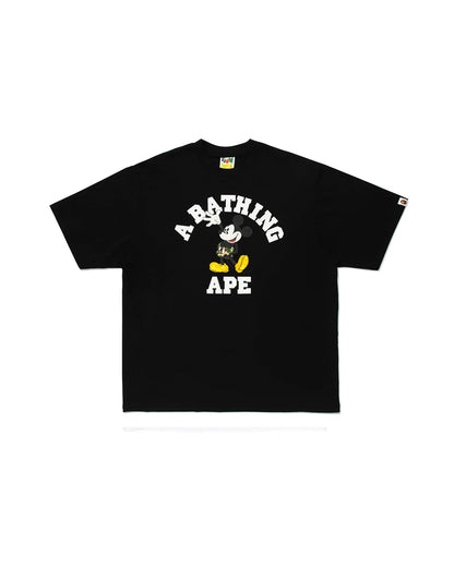 BAPE X DISNEY MICKEY MOUSE COLLEGE RELAXED FIT TEE BLACK