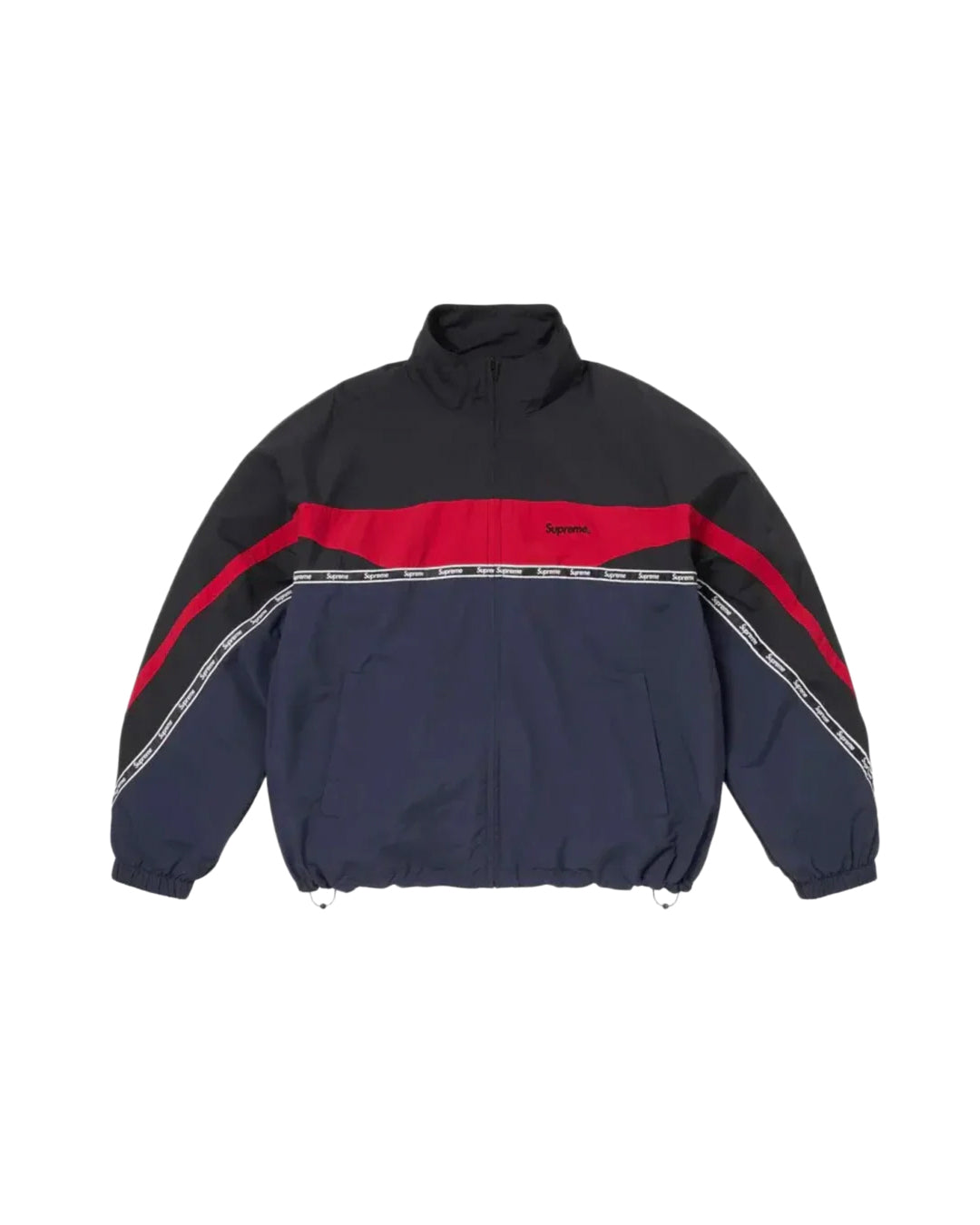 SUPREME LOGO TAPING TRACK JACKET NAVY