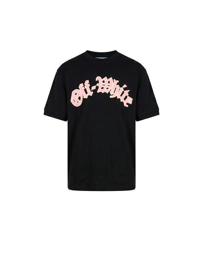 OFF WHITE SLIM FIT GOTH LOGO JERSEY SHORT SLEEVE BLACK