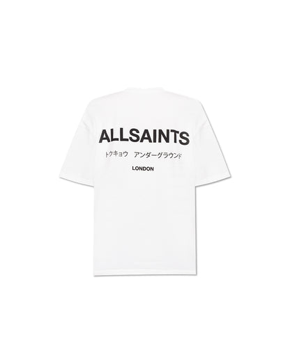 ALLSAINTS UNDERGROUND OVERSIZED CREW NECK T-SHIRT ASHEN WHITE