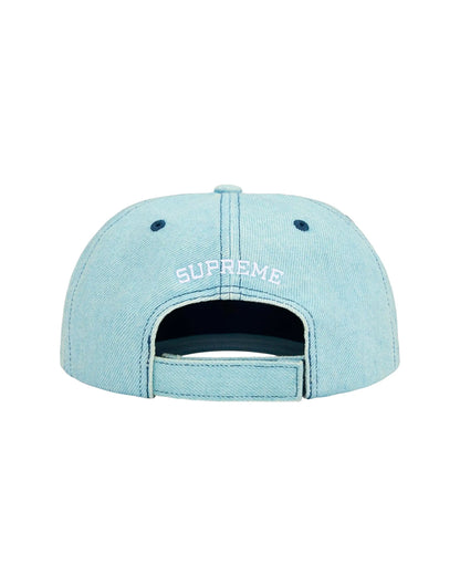 SUPREME EMBROIDERED MONEY LOGO 6 PANEL HAT LIGHT BLUE