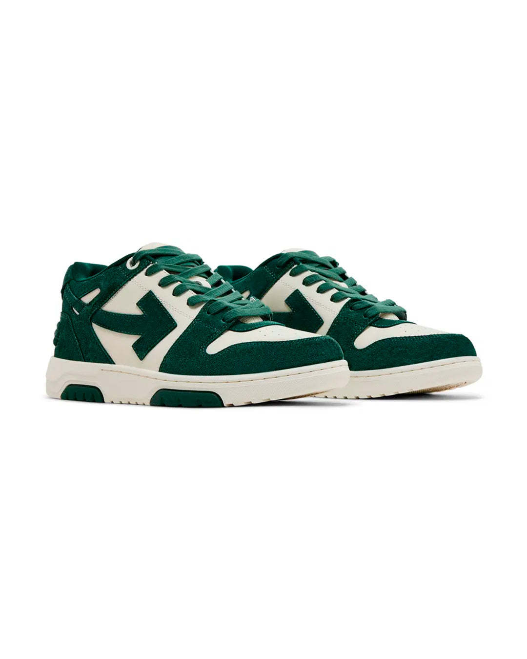 OFF-WHITE OUT OF OFFICE SUEDE GREEN WHITE HOMBRE