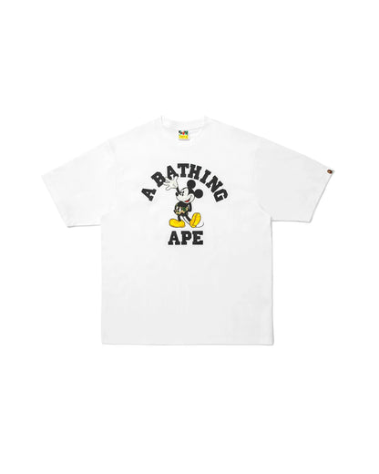 BAPE X DISNEY MICKEY MOUSE COLLEGE RELAXED FIT TEE WHITE