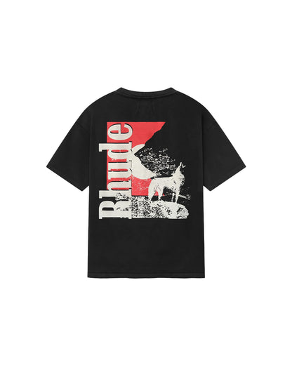 RHUDE MOONLIGHT WOLF POCKET TEE VINTAGE BLACK/WHITE/RED