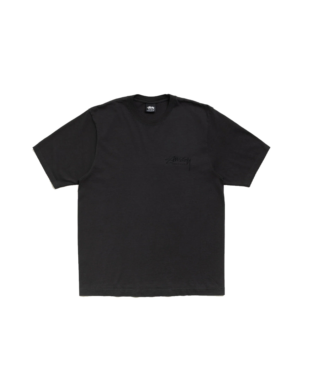 STÜSSY BEACH ROOTS TEE PIGMENT DYED FADED BLACK