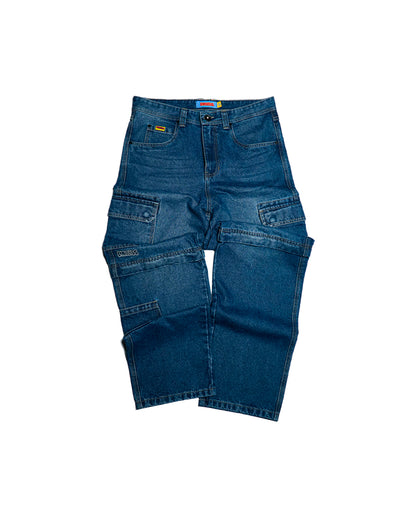 LIMITLESS CULTURE NAVY DENIM CARGO PANTS