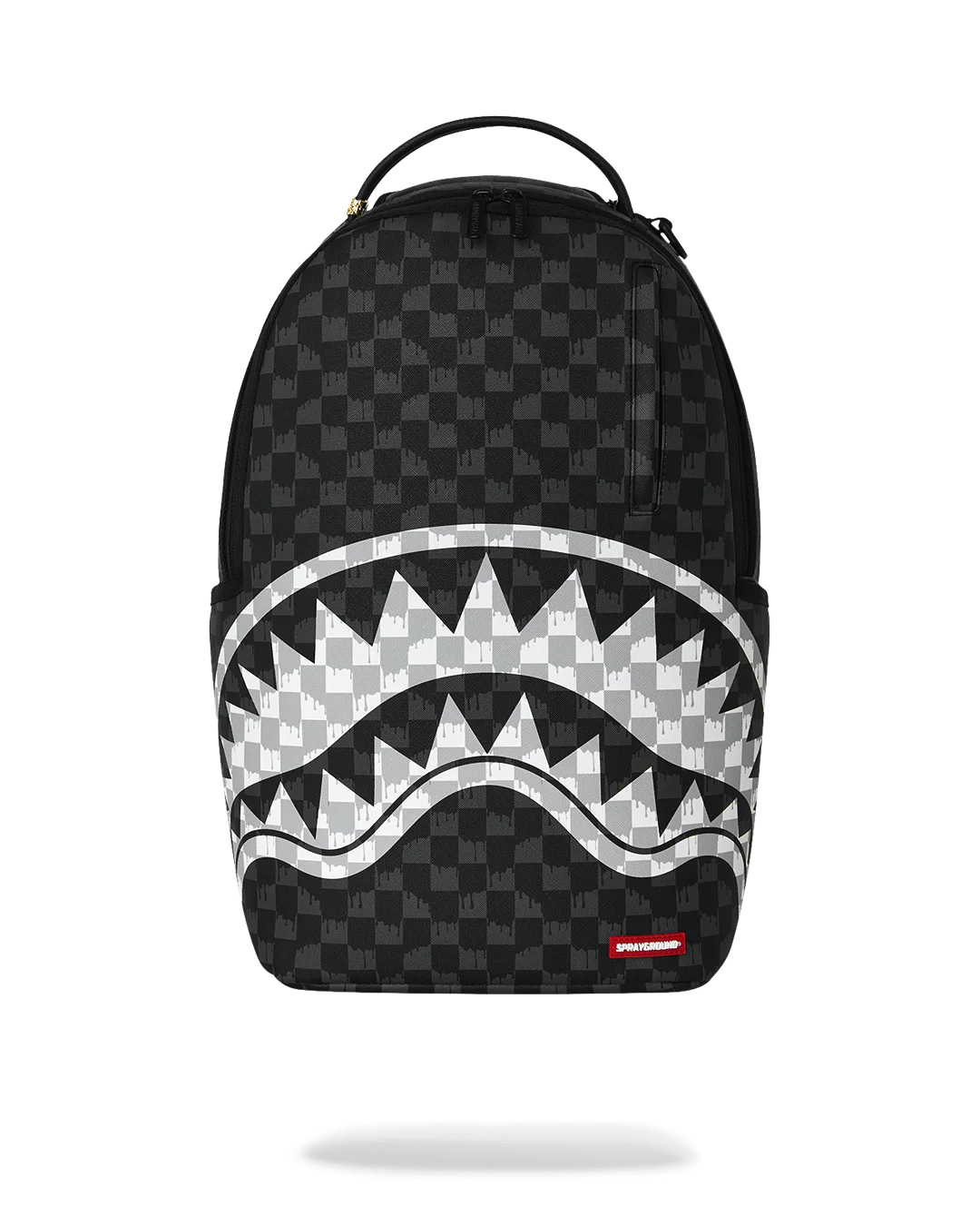 MOCHILA SPRAYGROUND BLACK AND WHITE DRIP CHECK SHARK