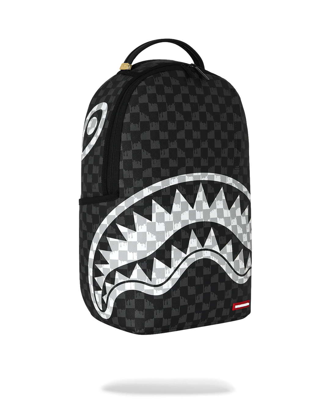 MOCHILA SPRAYGROUND BLACK AND WHITE DRIP CHECK SHARK