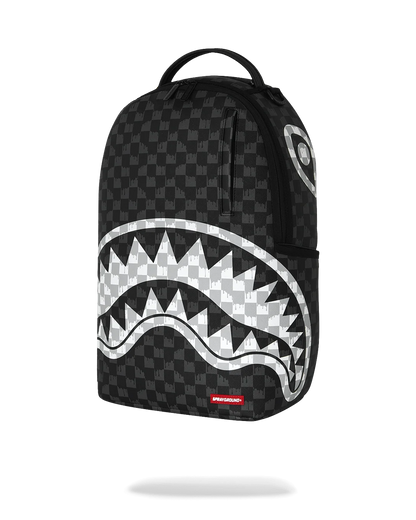 MOCHILA SPRAYGROUND BLACK AND WHITE DRIP CHECK SHARK