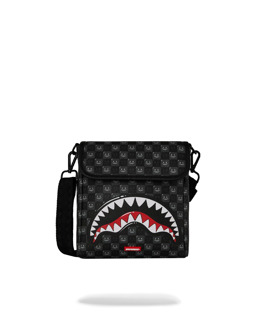 BOLSO SPRAYGROUND CRUZADO ANCHO SHARKS IN PARIS WTF BUBBLY BLACK CHECK