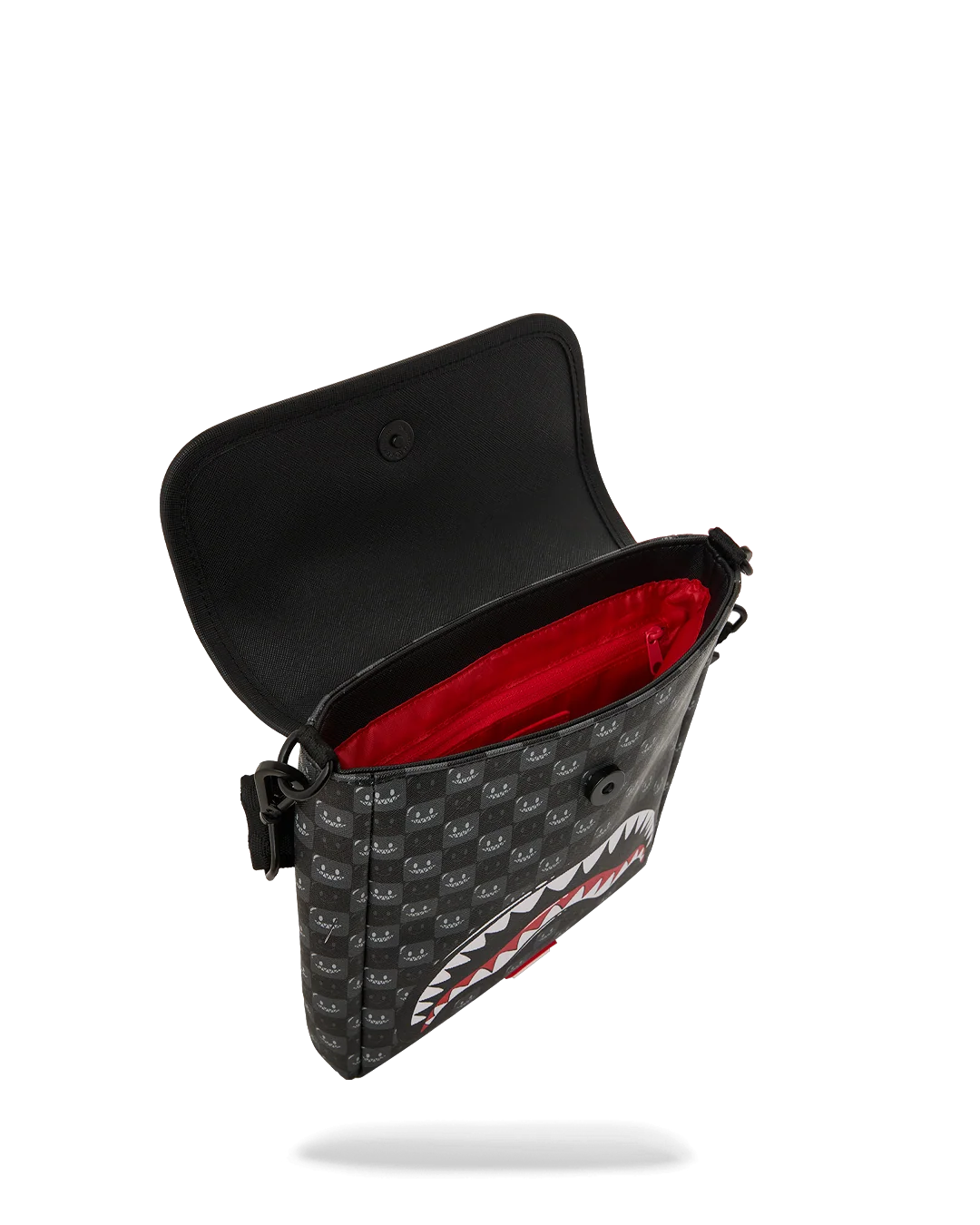 BOLSO SPRAYGROUND CRUZADO ANCHO SHARKS IN PARIS WTF BUBBLY BLACK CHECK