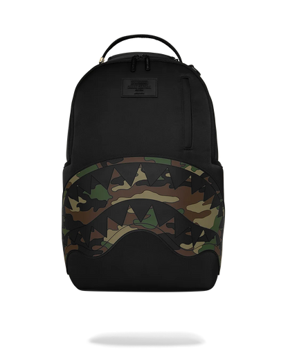 MOCHILA SPRAYGROUND SHARK CENTRAL BLACK NYLON CAMO EMBOSSED SHARK