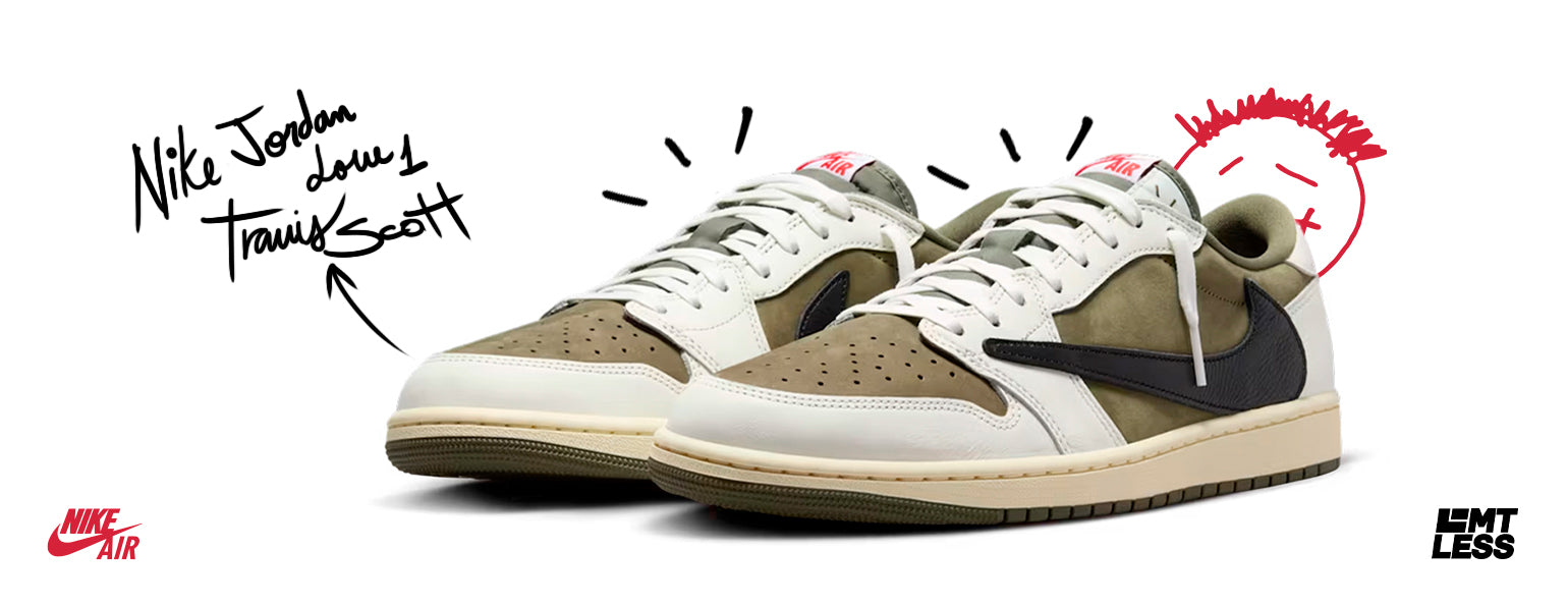 Nike Travis Scott x WMNS Air Jordan 1 Retro Low OG SP 'Olive', edición limitada – Disponible en Limitless Sneakers