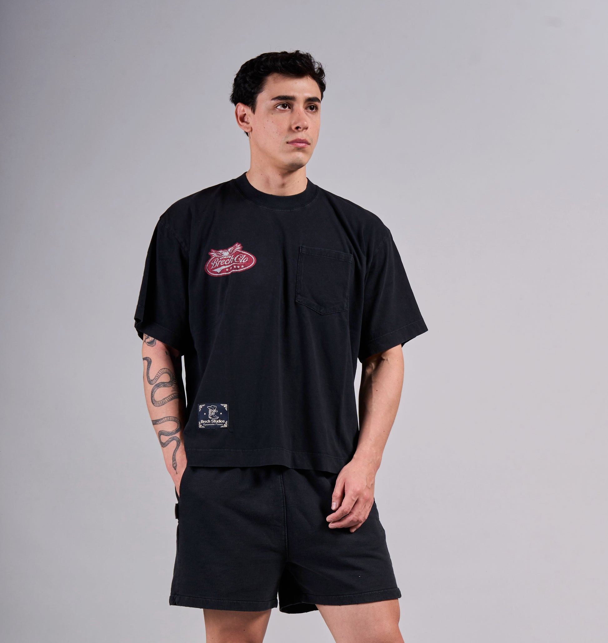 BRECH STUDIOS BLACK TEE WITH POCKET