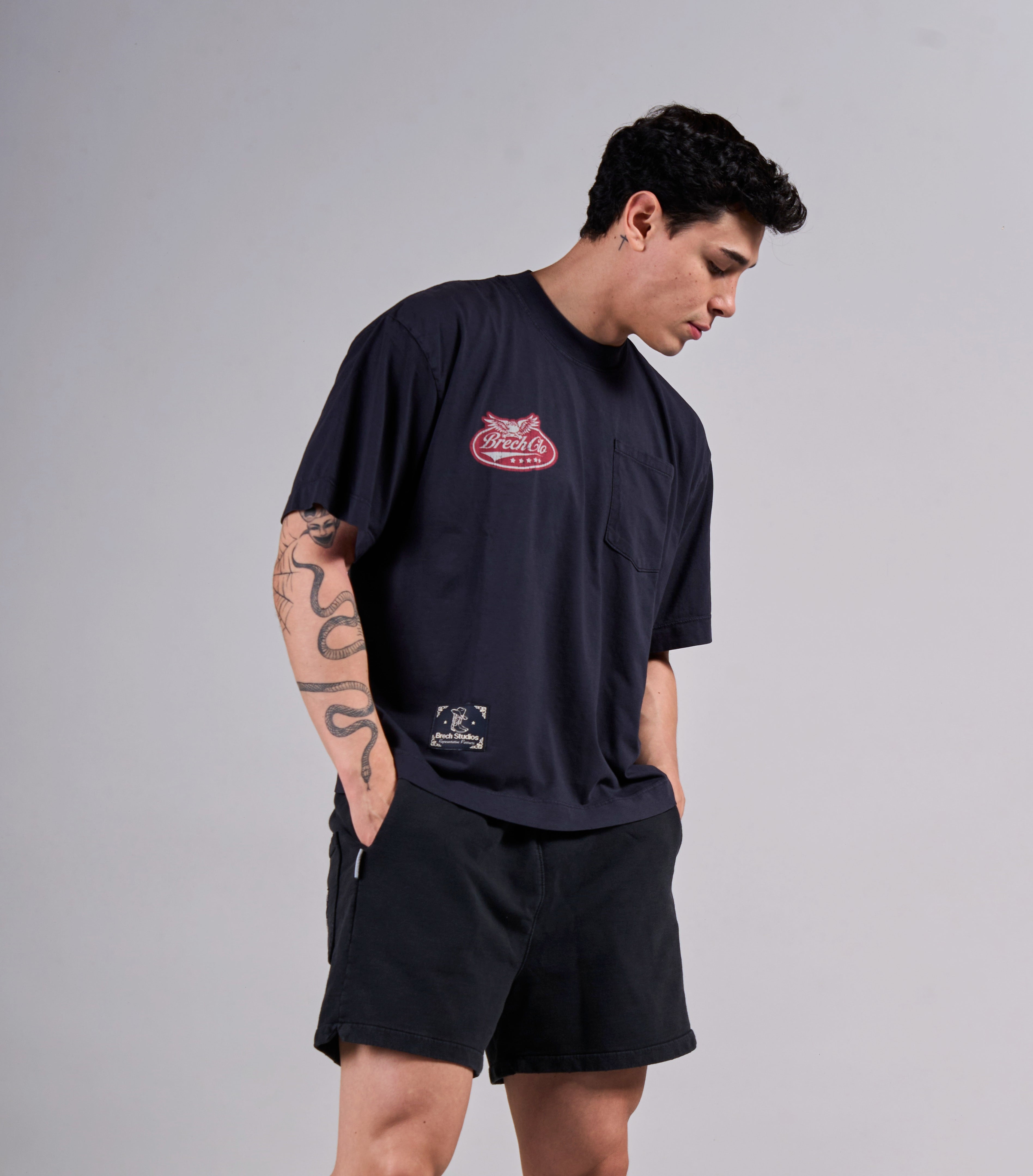BRECH STUDIOS BLUE TEE WHIT POCKET