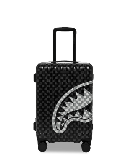 EQUIPAJE DE MANO SPRAYGROUND BLACK AND WHITE DRIP CHECK SHARK