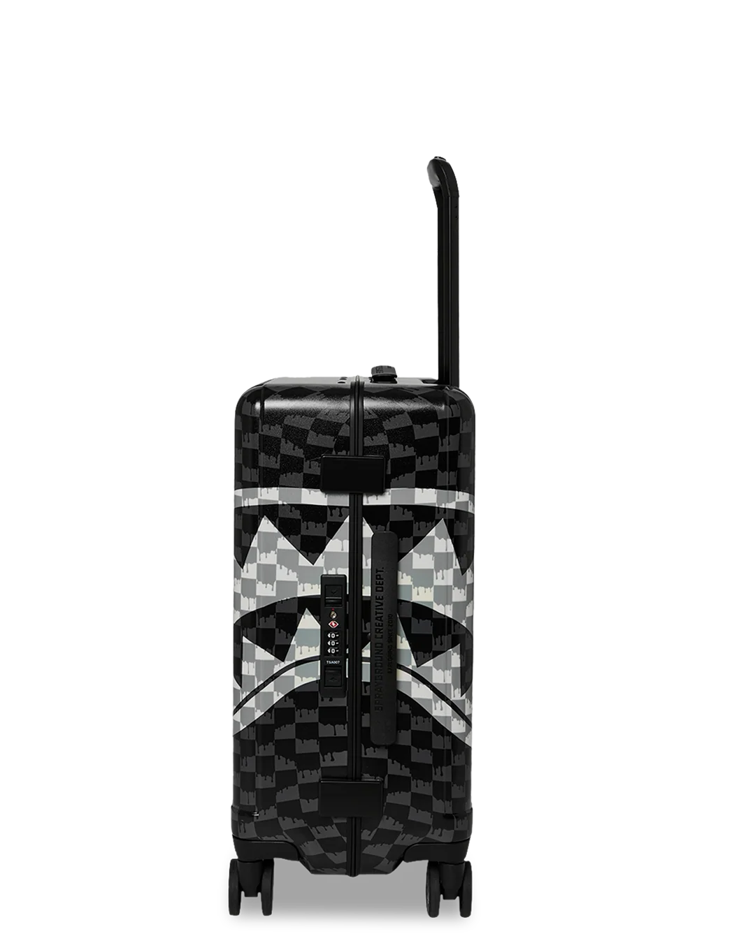 EQUIPAJE DE MANO SPRAYGROUND BLACK AND WHITE DRIP CHECK SHARK