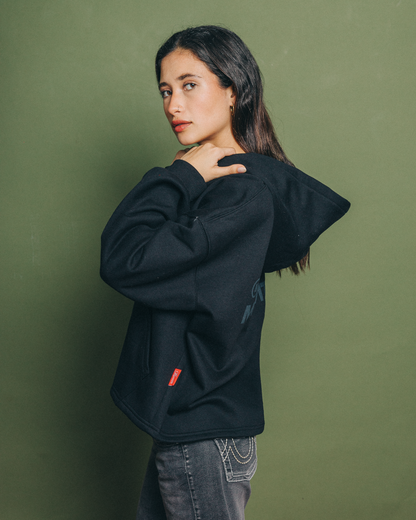 MOMNTS CREATIVE BLACK ZIPPER HOODIE