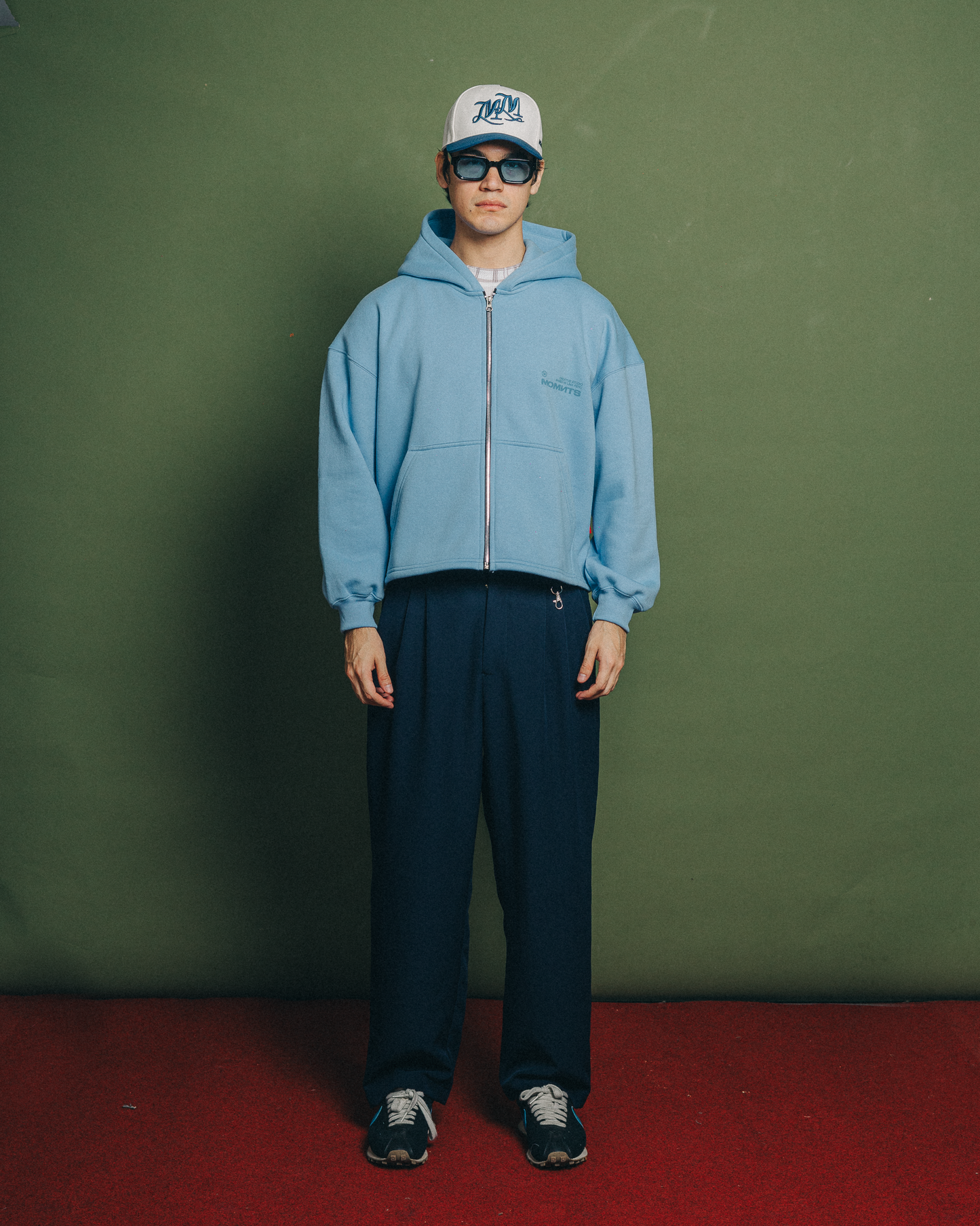MOMNTS CREATIVE SKY BLUE ZIPPER HOODIE