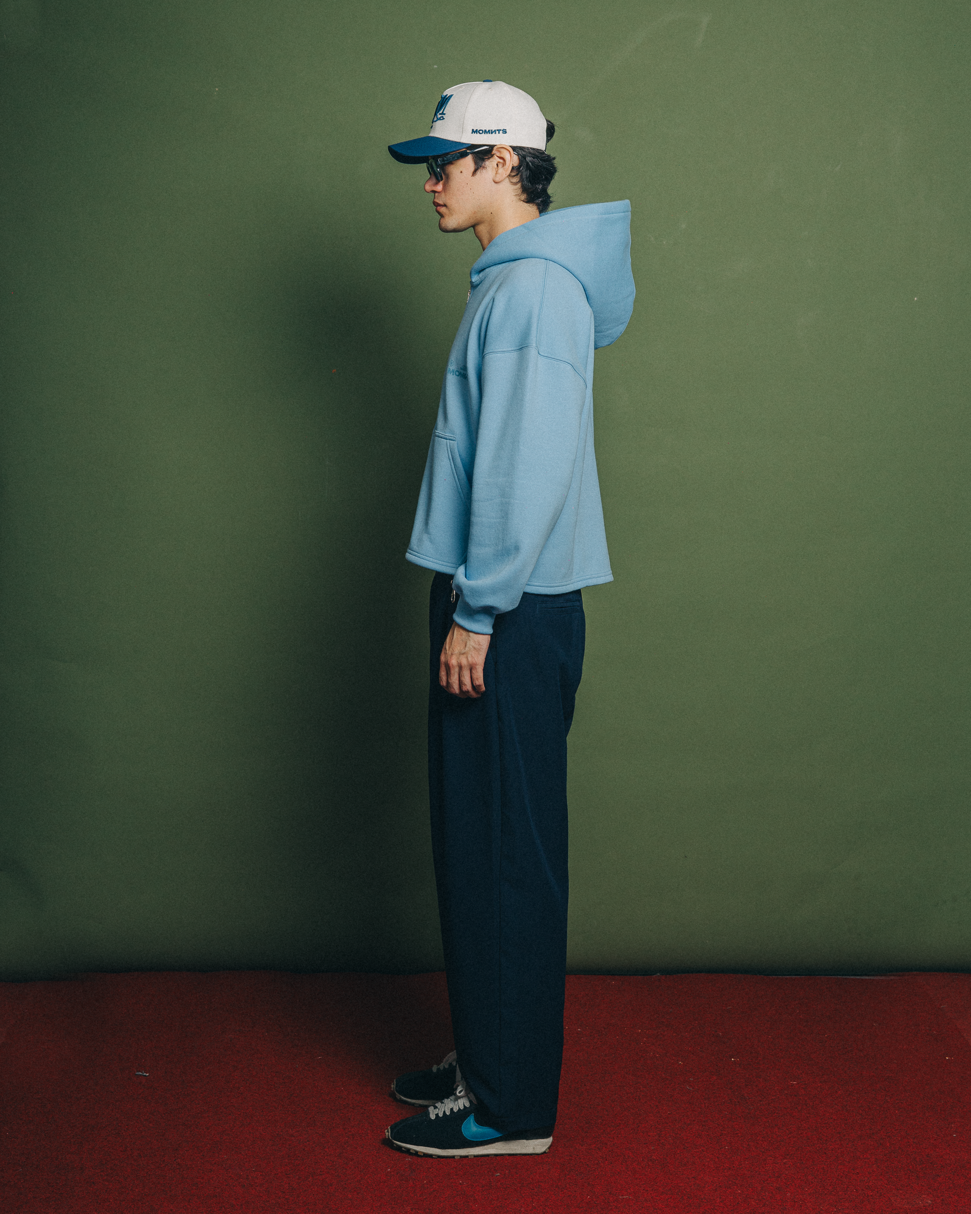MOMNTS CREATIVE SKY BLUE ZIPPER HOODIE