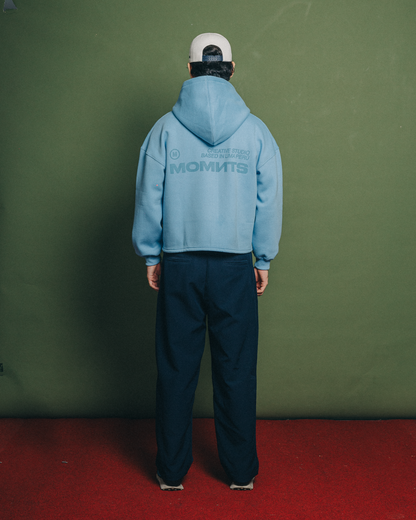 MOMNTS CREATIVE SKY BLUE ZIPPER HOODIE