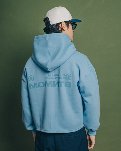 MOMNTS CREATIVE SKY BLUE ZIPPER HOODIE