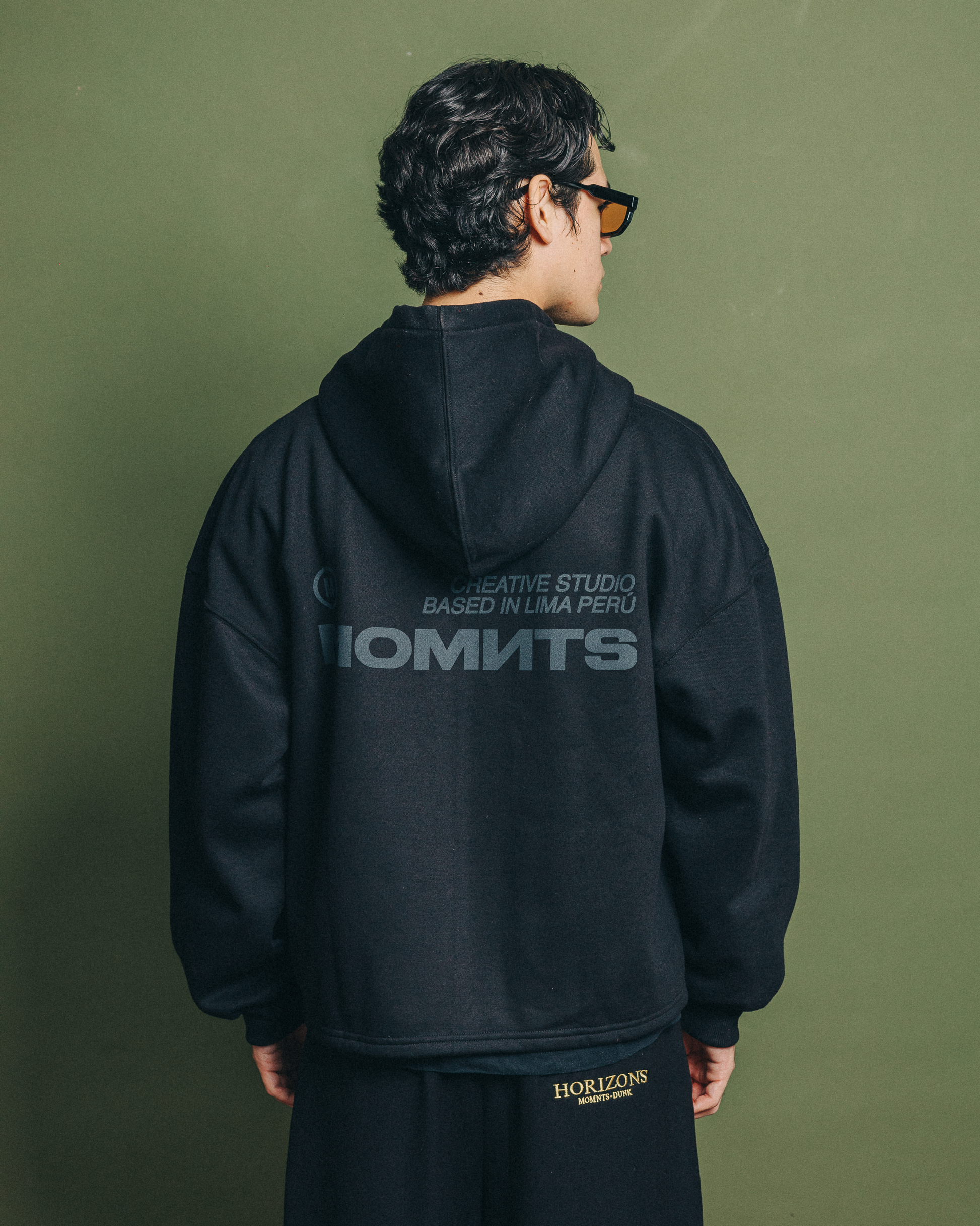 MOMNTS CREATIVE BLACK ZIPPER HOODIE