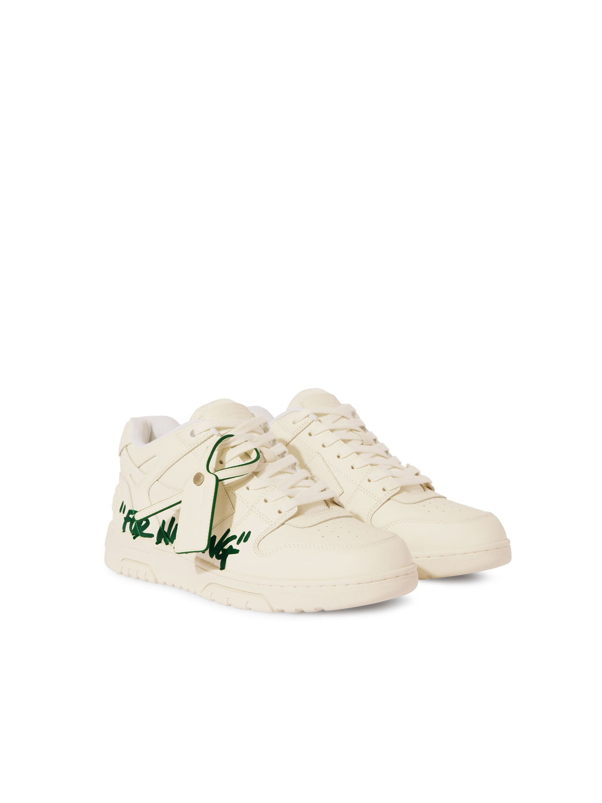 OFF-WHITE OUT OF OFFICE CALF LEATHER WHITE/JET GREEN HOMBRE