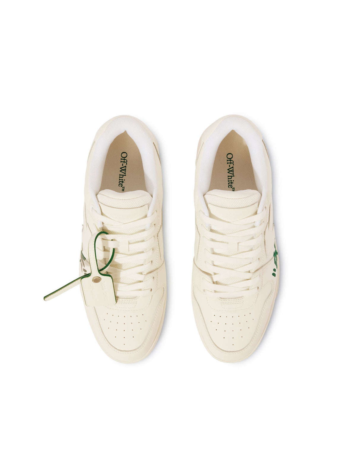 OFF-WHITE OUT OF OFFICE CALF LEATHER WHITE/JET GREEN HOMBRE