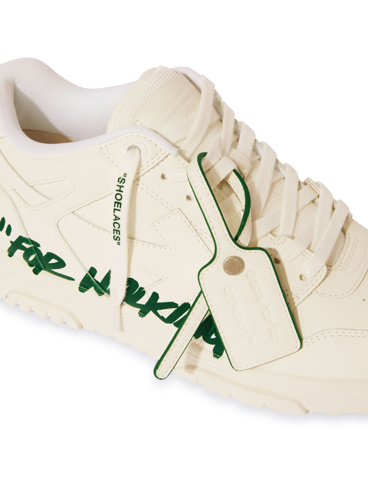 OFF-WHITE OUT OF OFFICE CALF LEATHER WHITE/JET GREEN HOMBRE