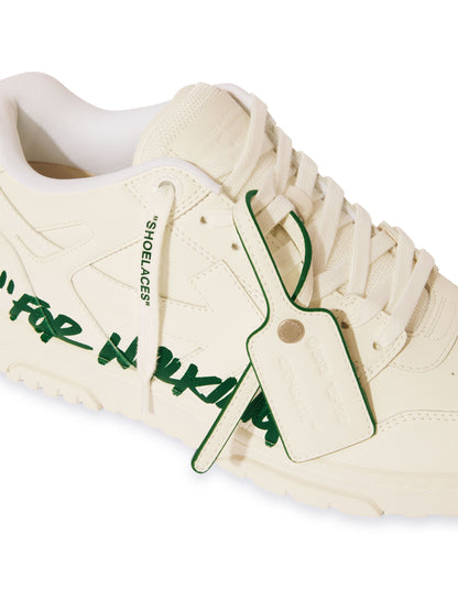 OFF-WHITE OUT OF OFFICE CALF LEATHER WHITE/JET GREEN HOMBRE