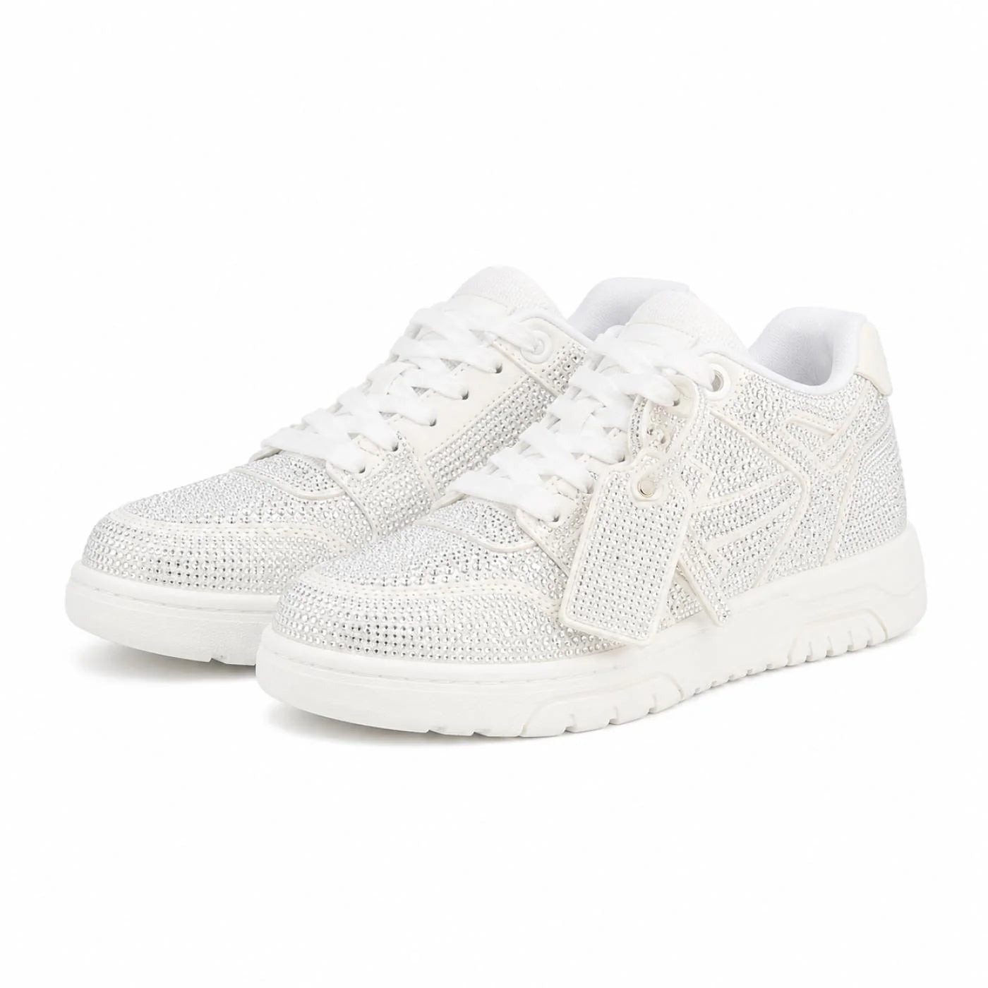 OFF-WHITE OUT OF OFFICE LOW TOPS STRASS CRYSTAL EMBELLISHED WHITE/SILVER HOMBRE