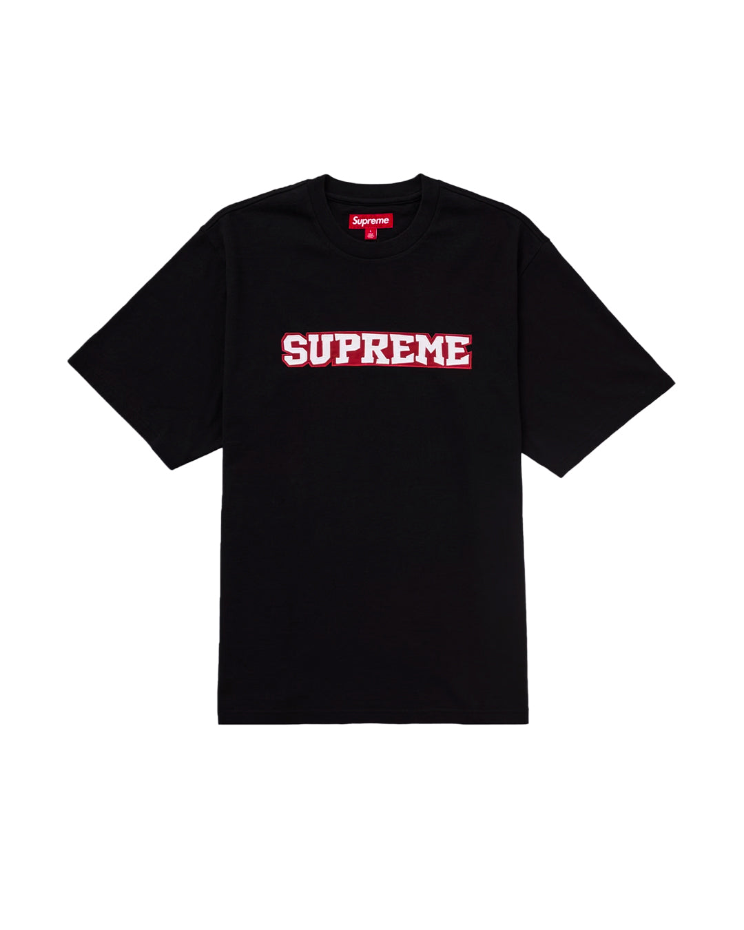 SUPREME SATIN APPLIQUÉ S/S TOP BLACK