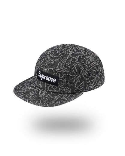SUPREME HANDWRITING DENIM CAMP CAP BLACK