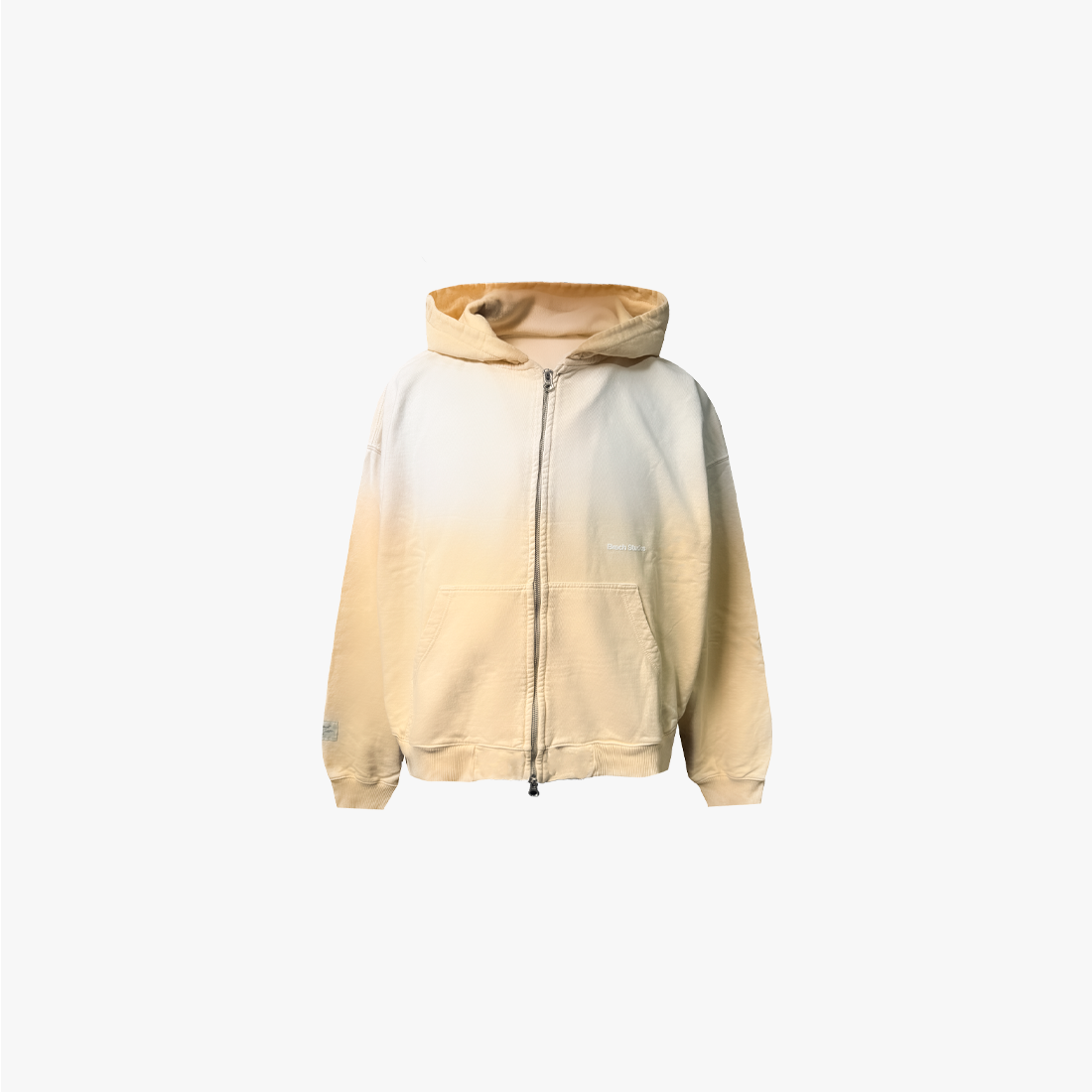 BRECH STUDIOS INITIALS BOXY ZIP YELLOW HOODIE