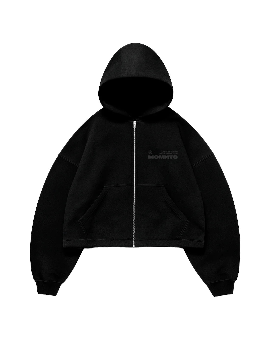 MOMNTS CREATIVE BLACK ZIPPER HOODIE