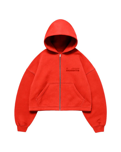 MOMNTS CREATIVE RED ZIPPER HODDIE