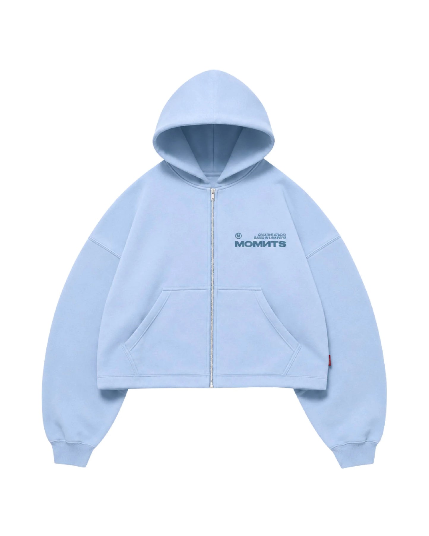 MOMNTS CREATIVE SKY BLUE ZIPPER HOODIE