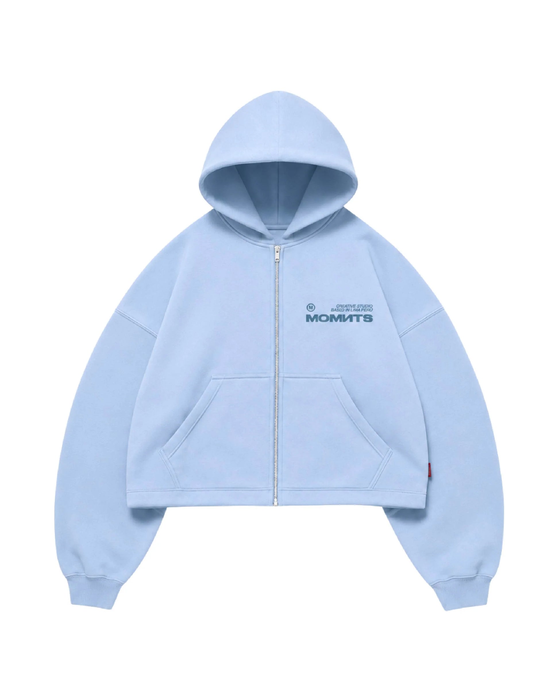 MOMNTS CREATIVE SKY BLUE ZIPPER HOODIE