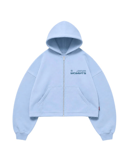 MOMNTS CREATIVE SKY BLUE ZIPPER HOODIE