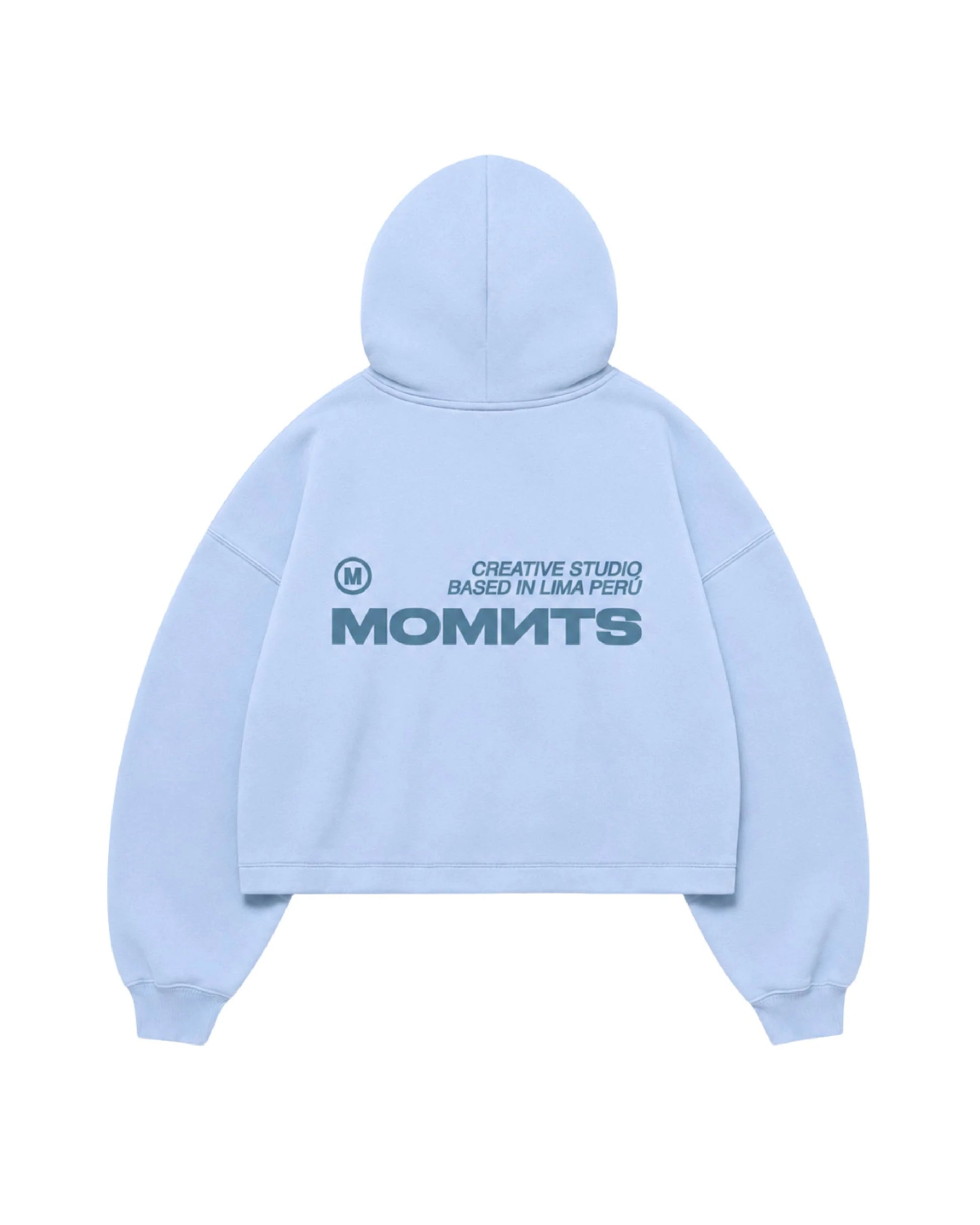 MOMNTS CREATIVE SKY BLUE ZIPPER HOODIE