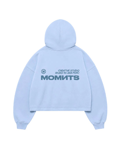 MOMNTS CREATIVE SKY BLUE ZIPPER HOODIE